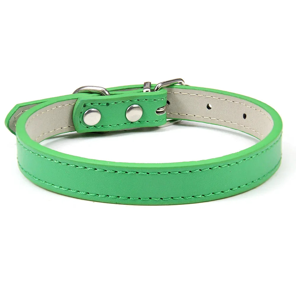 Velvet PU Leather Pet Collar — Padded Quick Release Collar for Dogs & Cats | 16 Colors & 6 Sizes
