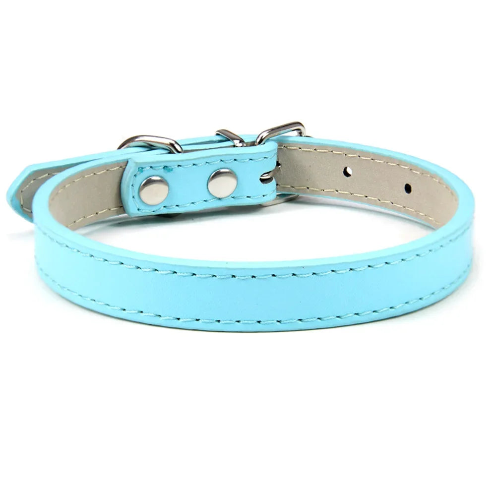 Velvet PU Leather Pet Collar — Padded Quick Release Collar for Dogs & Cats | 16 Colors & 6 Sizes