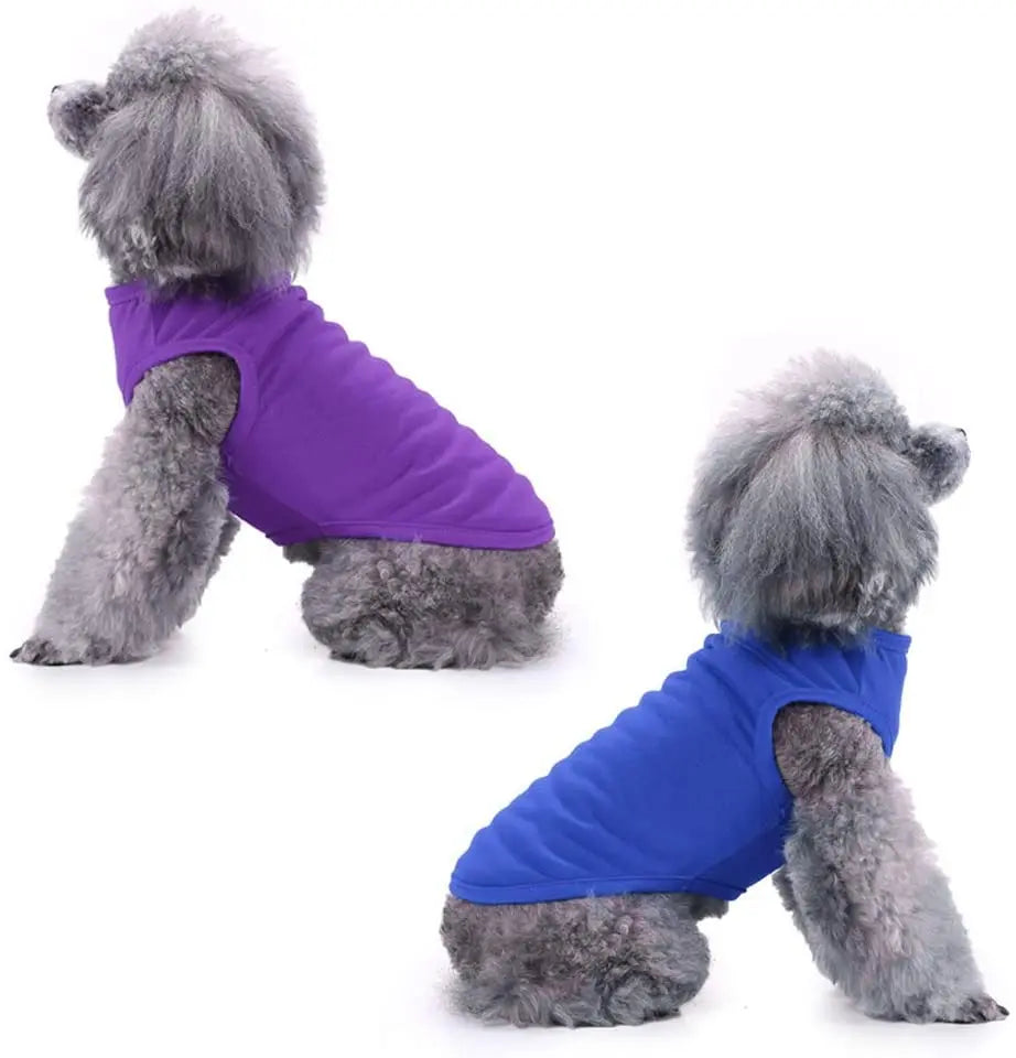 Velvet Cotton Pet Vest — Soft Sleeveless Summer Shirt for Dogs & Cats | 10 Colors & 7 Sizes