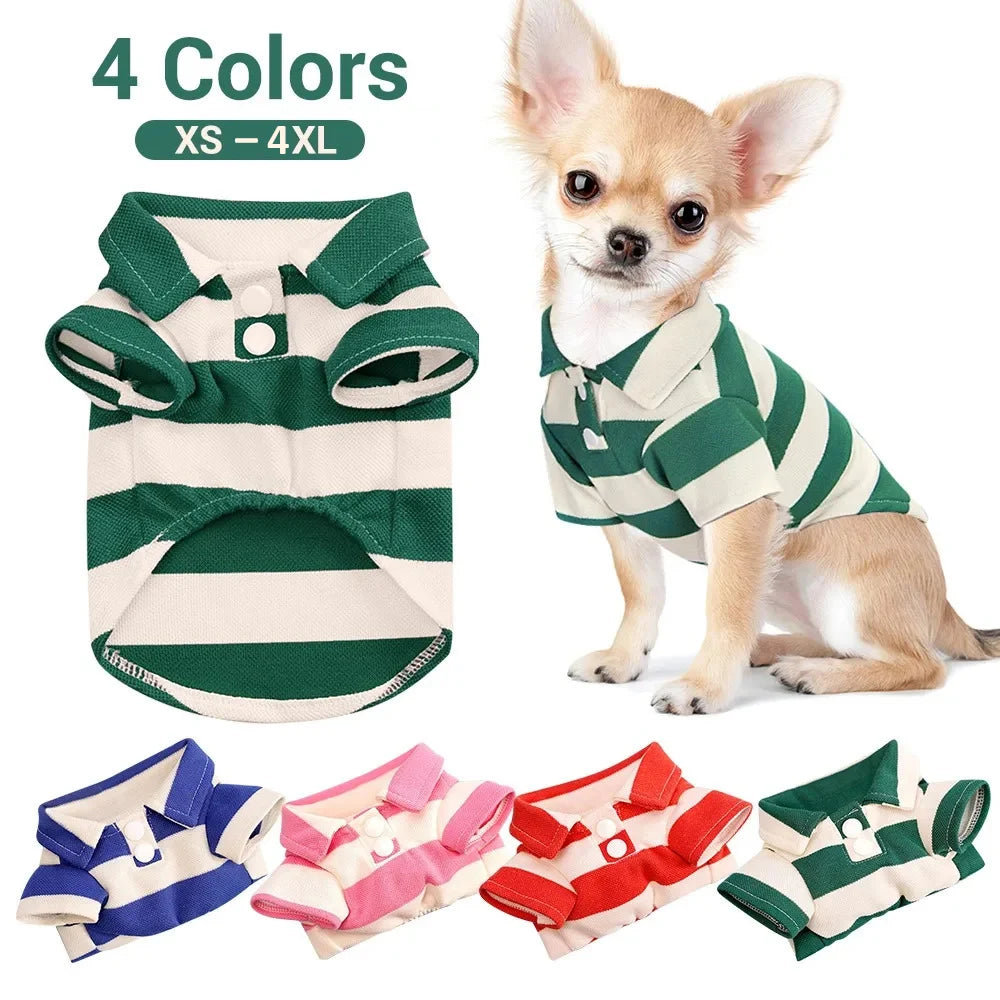 Velvet Stripe Pet T-Shirt — Casual Cotton Sport Shirt for Dogs & Cats | Small to Large Breeds