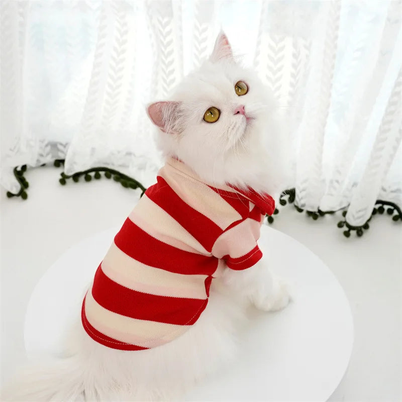 Velvet Stripe Pet T-Shirt — Casual Cotton Sport Shirt for Dogs & Cats | Small to Large Breeds