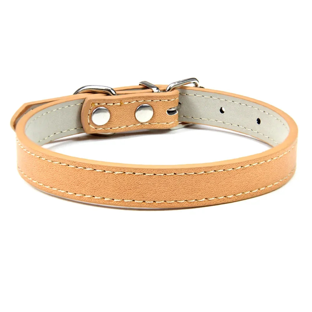 Velvet PU Leather Pet Collar — Padded Quick Release Collar for Dogs & Cats | 16 Colors & 6 Sizes