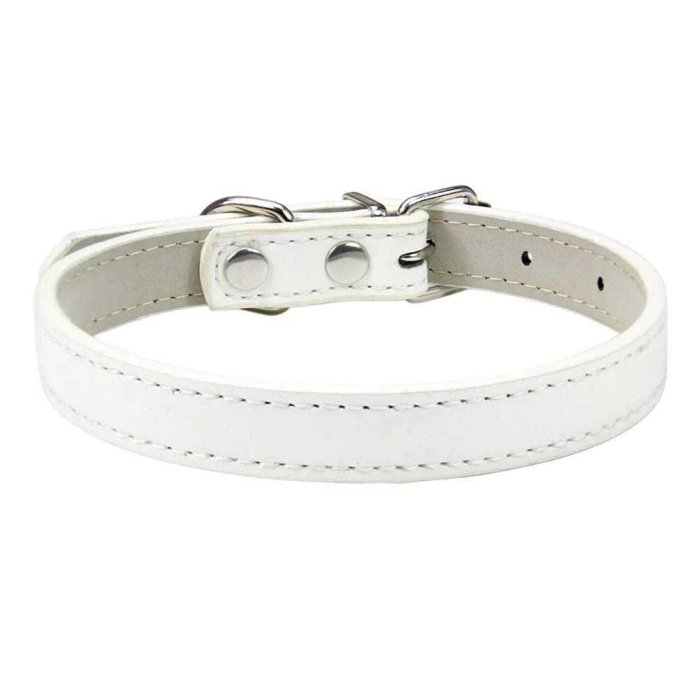 Velvet PU Leather Pet Collar — Padded Quick Release Collar for Dogs & Cats | 16 Colors & 6 Sizes