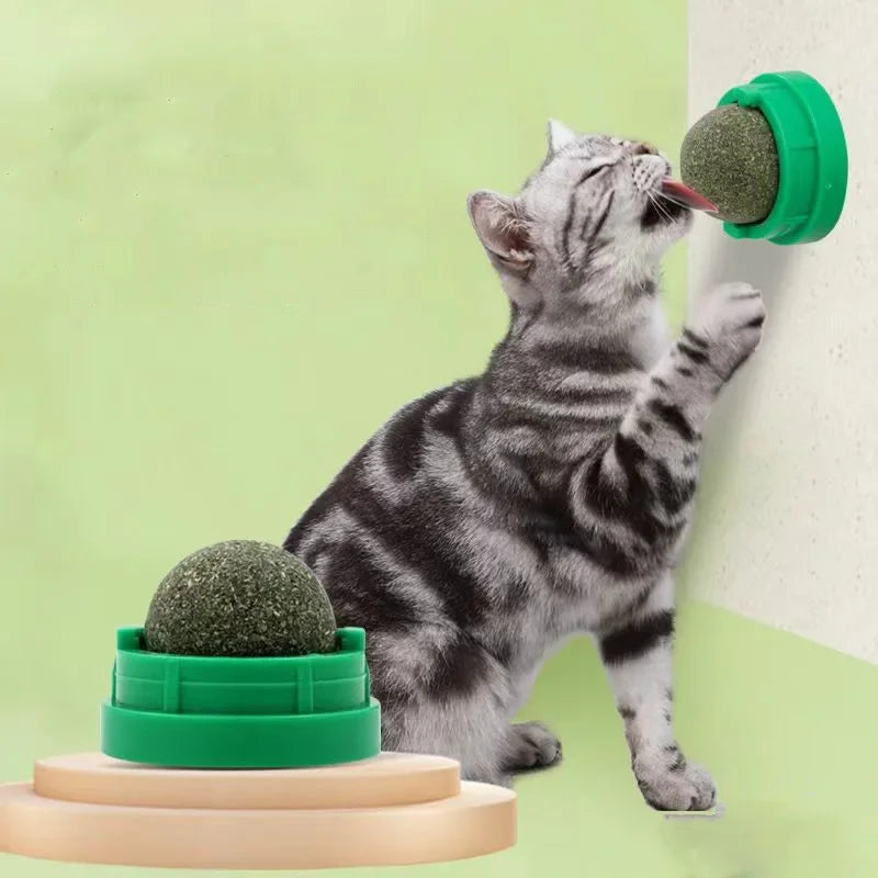 Velvet Catnip Wall Ball  Natural Stick-On Cat Toy for Stress Relief & Dental Health