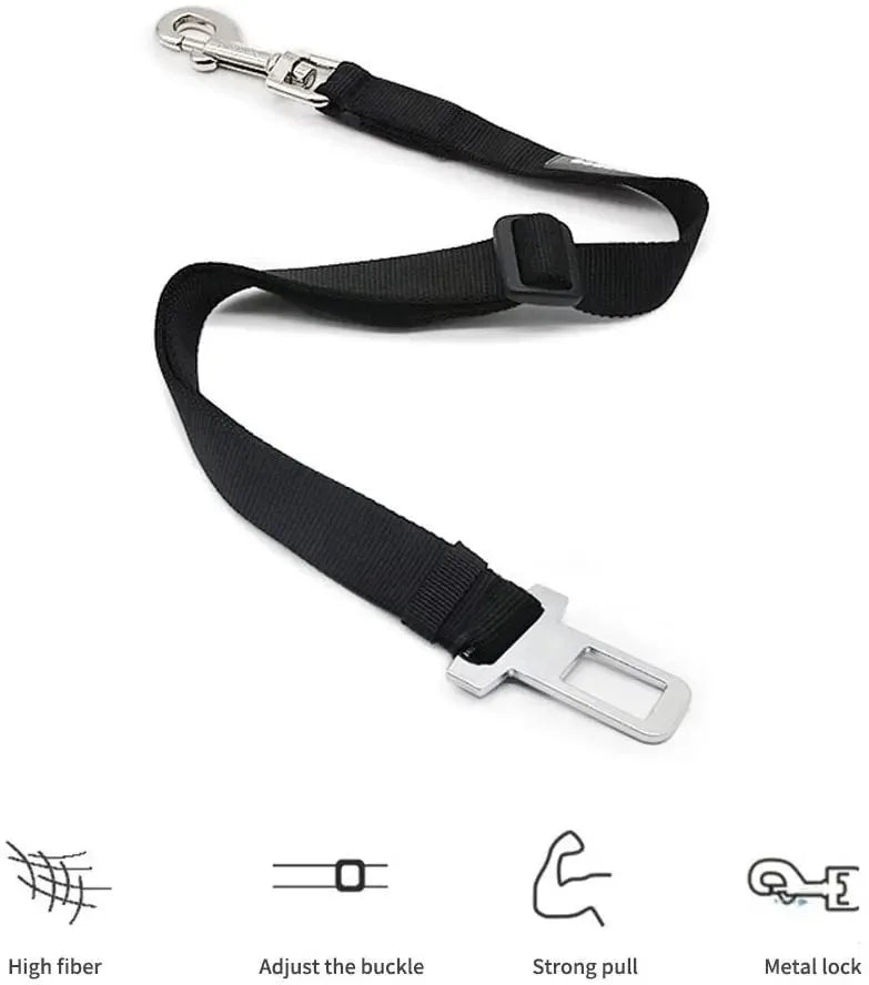Velvet Adjustable Pet Seat Belt — Nylon Safety Car Belt for Dogs & Cats | Universal Fit | All Sizes