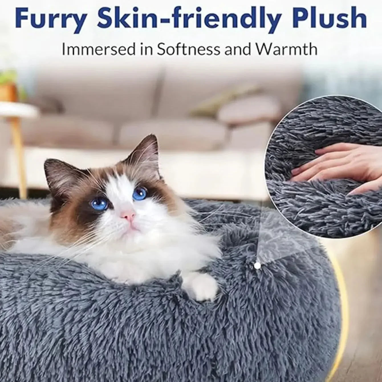 Velvet Cozy Cloud Pet Bed Warm Plush Bed for Dogs and Cats