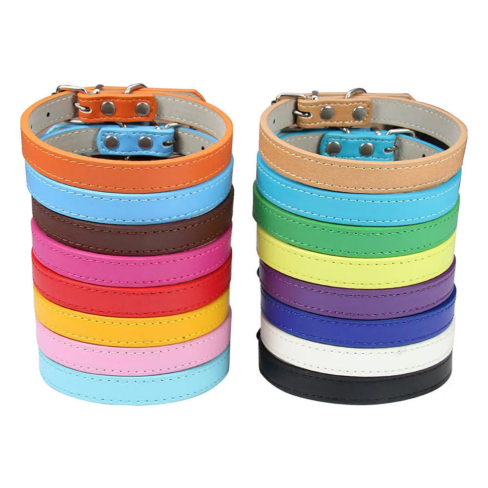 Velvet PU Leather Pet Collar — Padded Quick Release Collar for Dogs & Cats | 16 Colors & 6 Sizes
