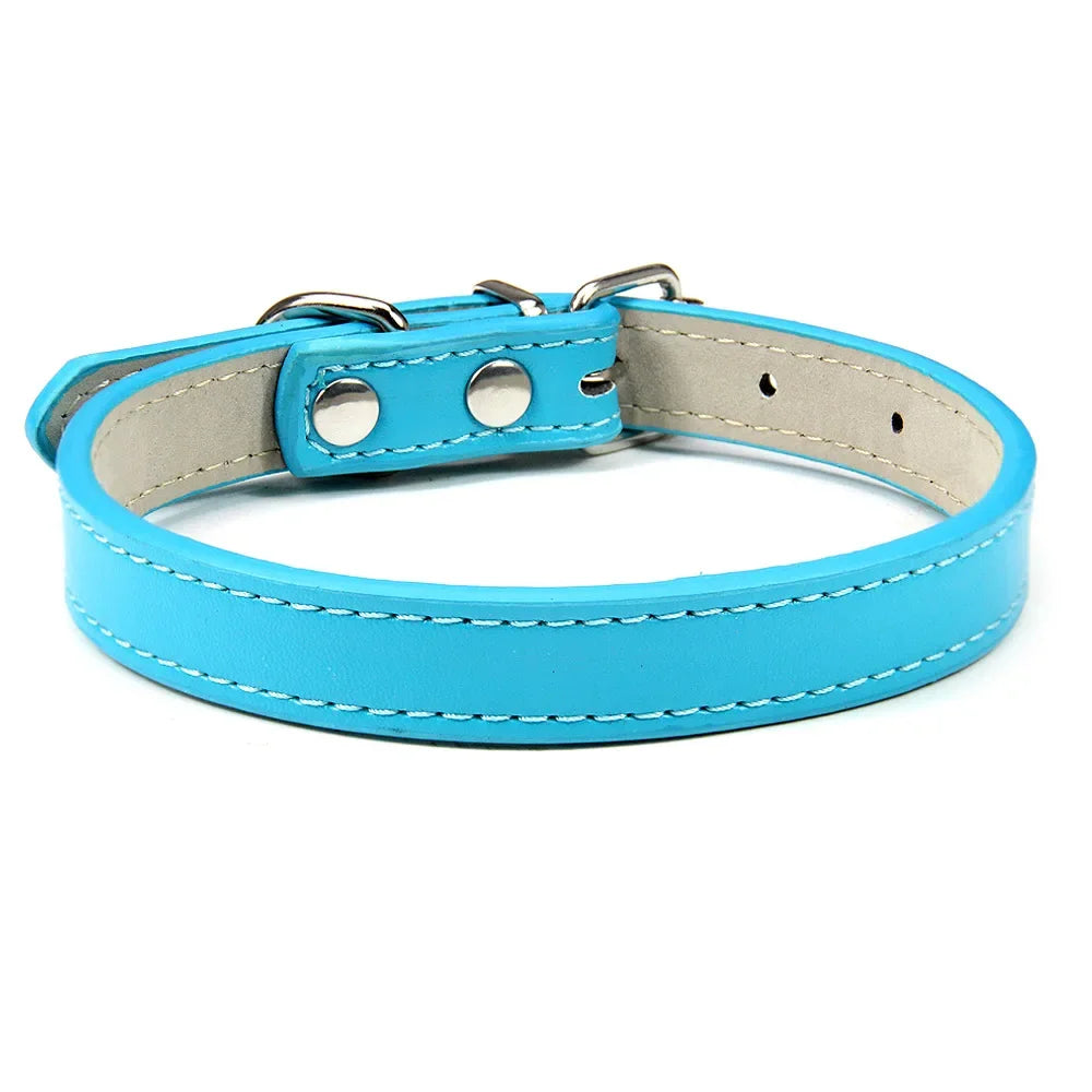 Velvet PU Leather Pet Collar — Padded Quick Release Collar for Dogs & Cats | 16 Colors & 6 Sizes