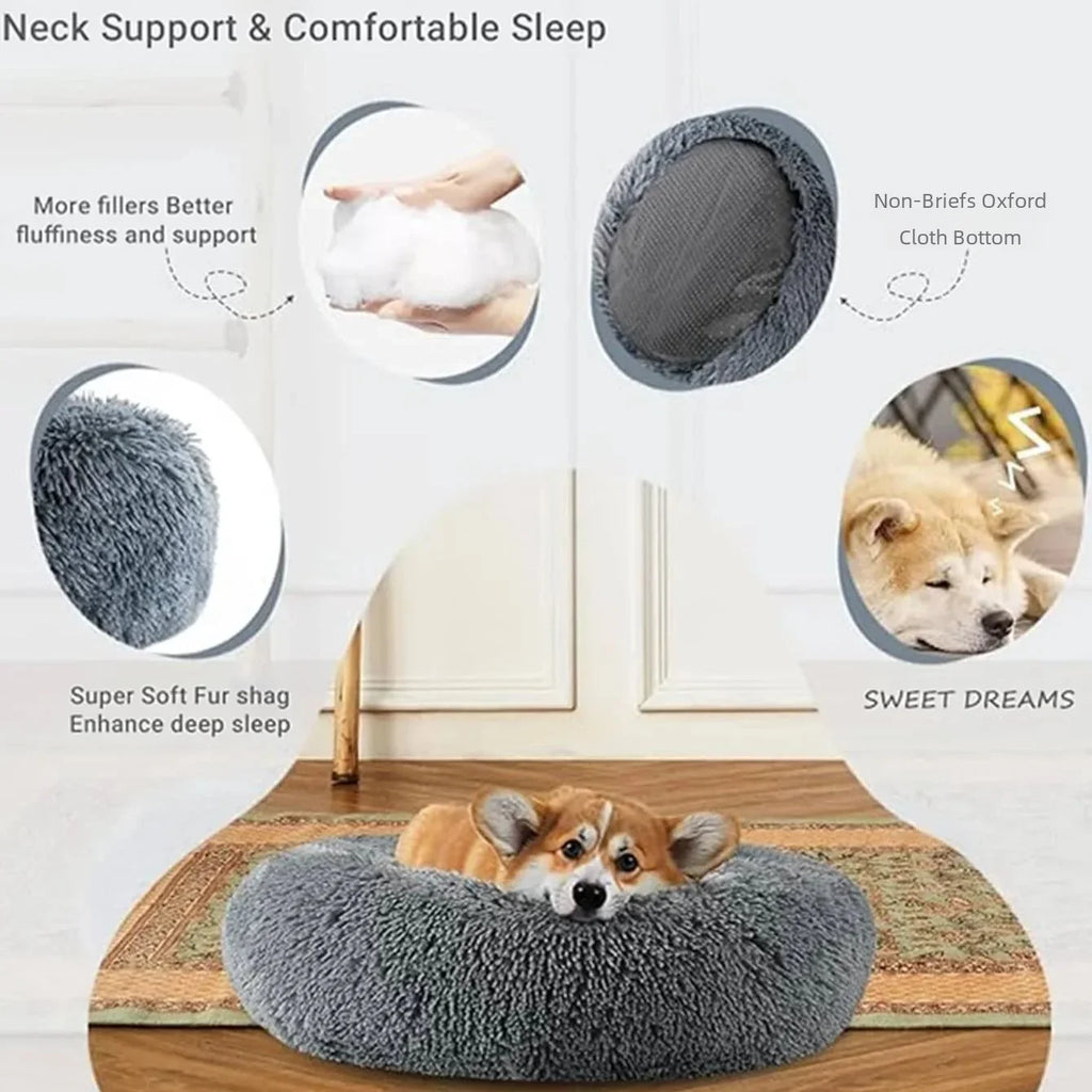Velvet Cozy Cloud Pet Bed Warm Plush Bed for Dogs and Cats