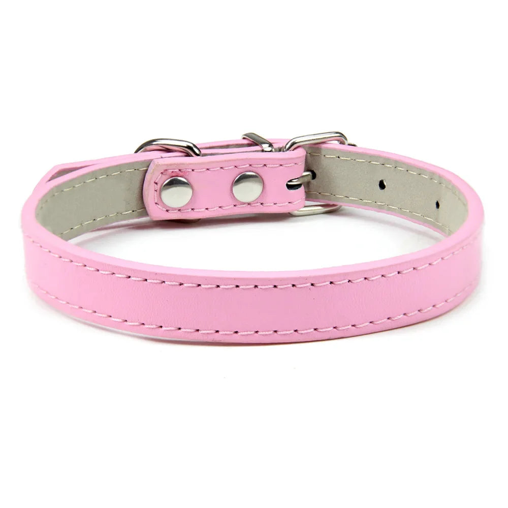 Velvet PU Leather Pet Collar — Padded Quick Release Collar for Dogs & Cats | 16 Colors & 6 Sizes