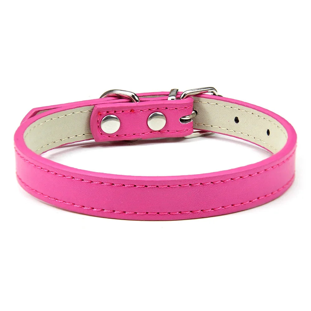 Velvet PU Leather Pet Collar — Padded Quick Release Collar for Dogs & Cats | 16 Colors & 6 Sizes
