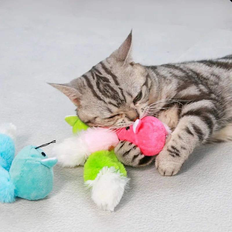 Velvet Mice Cat Toy Interactive Plush Mouse with Sisal Tail for Indoor Cats | 4 Colors