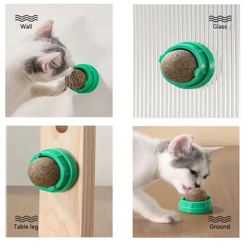 Velvet Catnip Wall Ball  Natural Stick-On Cat Toy for Stress Relief & Dental Health