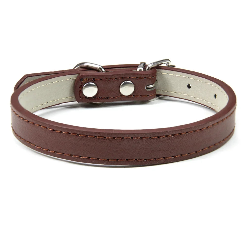 Velvet PU Leather Pet Collar — Padded Quick Release Collar for Dogs & Cats | 16 Colors & 6 Sizes