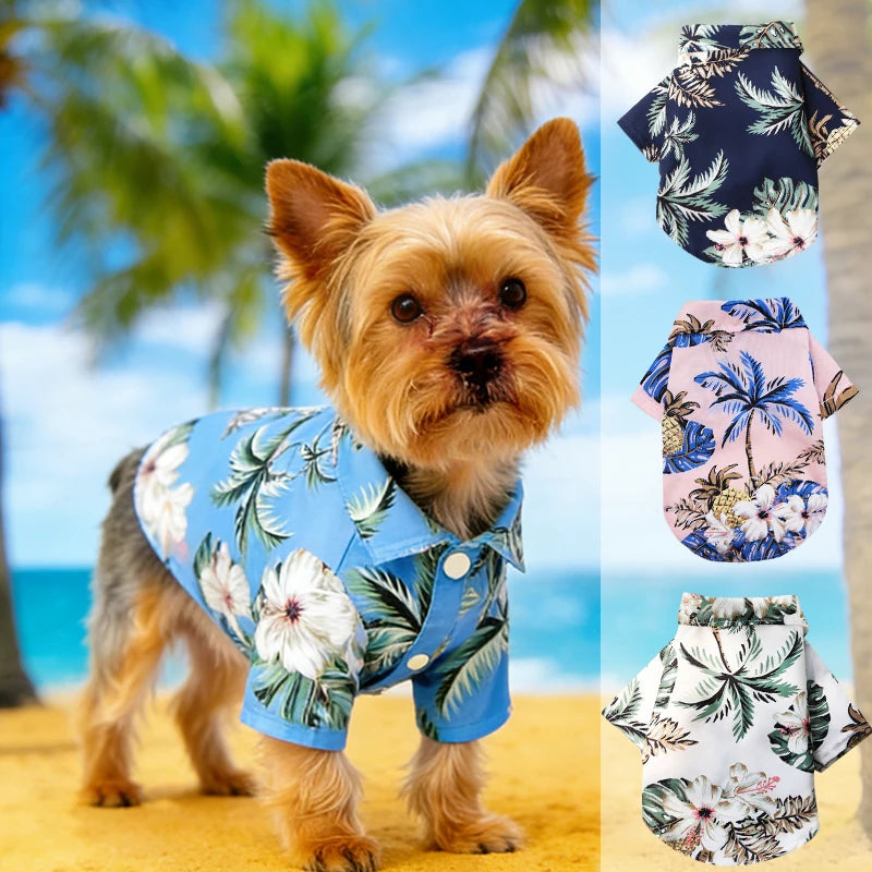 Velvet Hawaiian Pet Shirt — Tropical Pineapple Print Summer Shirt for Dogs & Cats | 6 Sizes & 4 Patterns