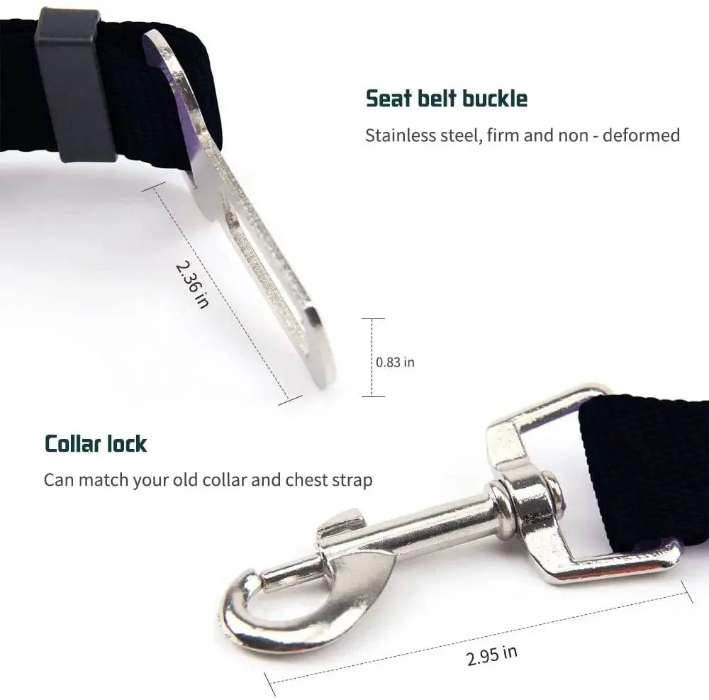 Velvet Adjustable Pet Seat Belt — Nylon Safety Car Belt for Dogs & Cats | Universal Fit | All Sizes