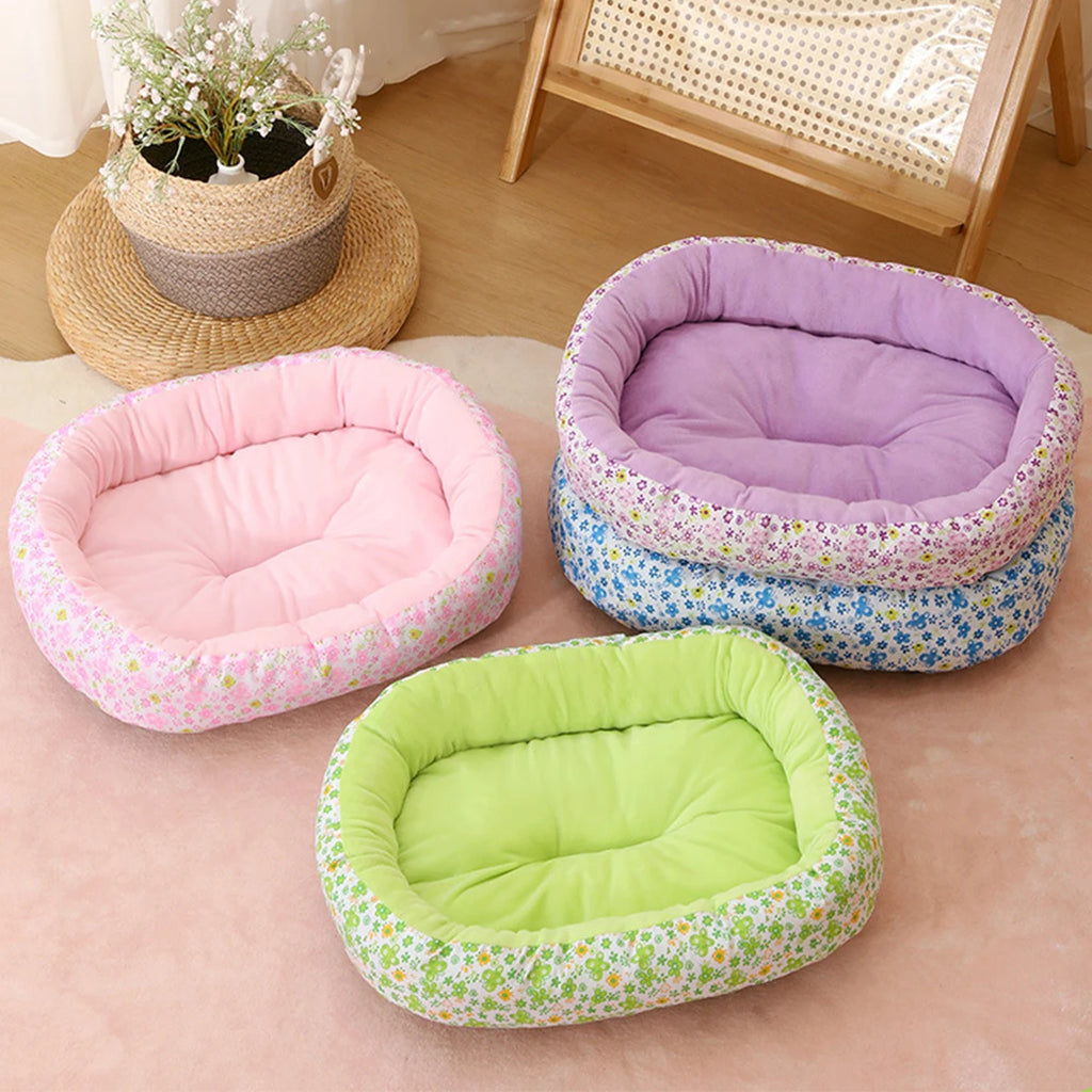 Velvet Rectangular Pet Bed — Soft Washable All-Season Bed for Dogs & Cats | 3 Sizes
