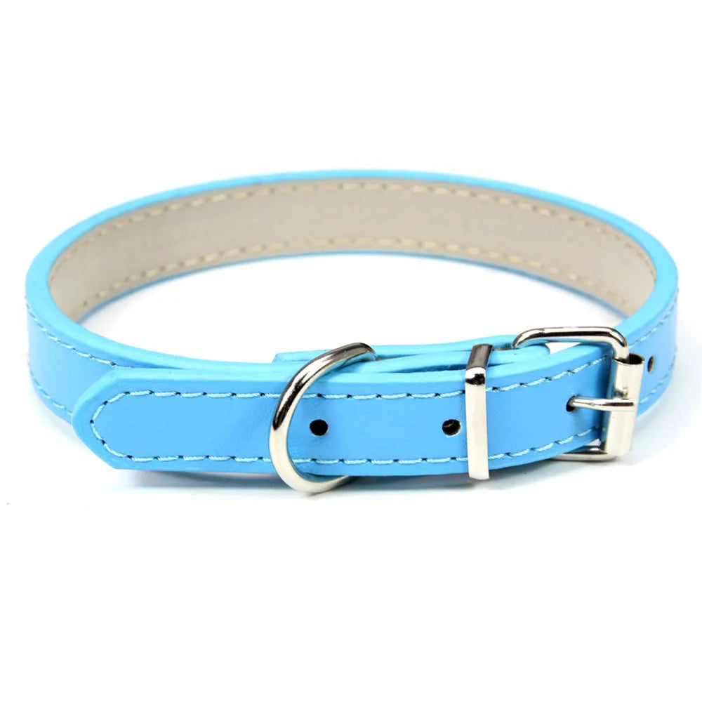 Velvet PU Leather Pet Collar — Padded Quick Release Collar for Dogs & Cats | 16 Colors & 6 Sizes