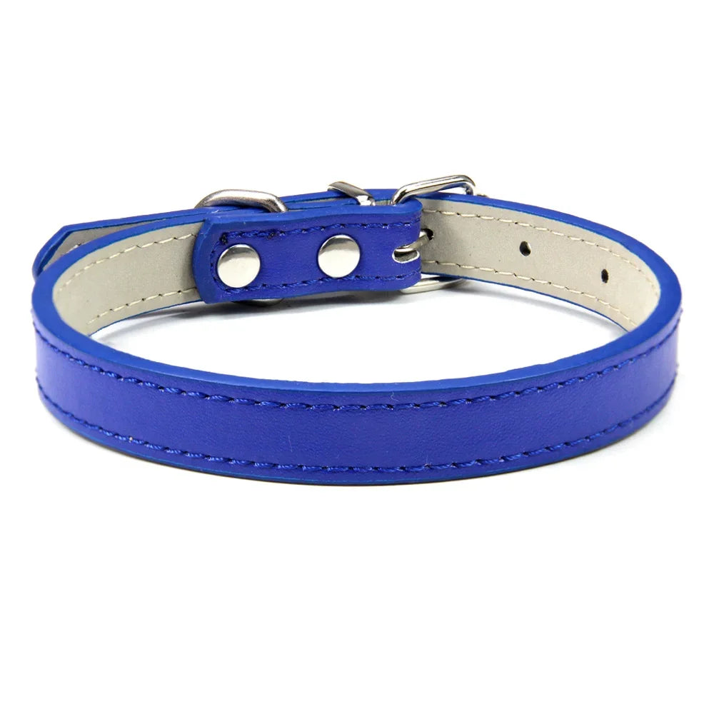 Velvet PU Leather Pet Collar — Padded Quick Release Collar for Dogs & Cats | 16 Colors & 6 Sizes