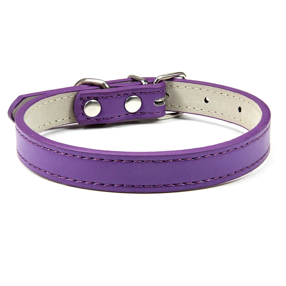Velvet PU Leather Pet Collar — Padded Quick Release Collar for Dogs & Cats | 16 Colors & 6 Sizes