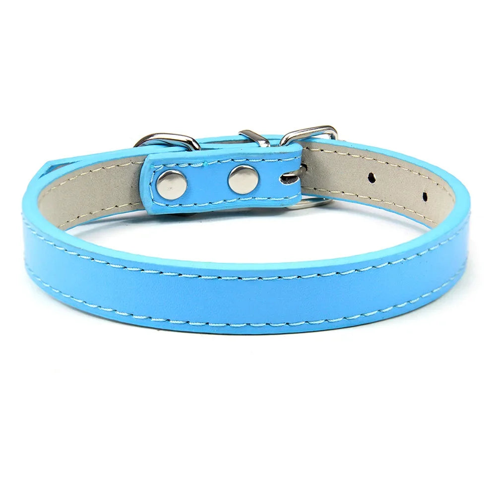 Velvet PU Leather Pet Collar — Padded Quick Release Collar for Dogs & Cats | 16 Colors & 6 Sizes