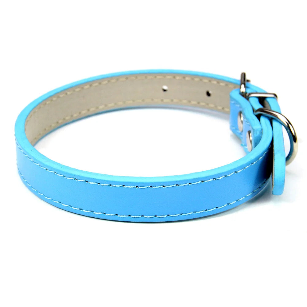 Velvet PU Leather Pet Collar — Padded Quick Release Collar for Dogs & Cats | 16 Colors & 6 Sizes