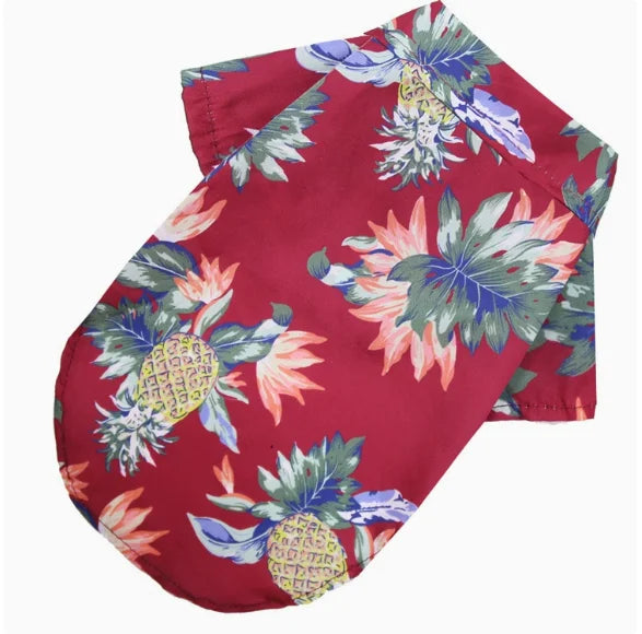 Velvet Hawaiian Pet Shirt — Tropical Pineapple Print Summer Shirt for Dogs & Cats | 6 Sizes & 4 Patterns