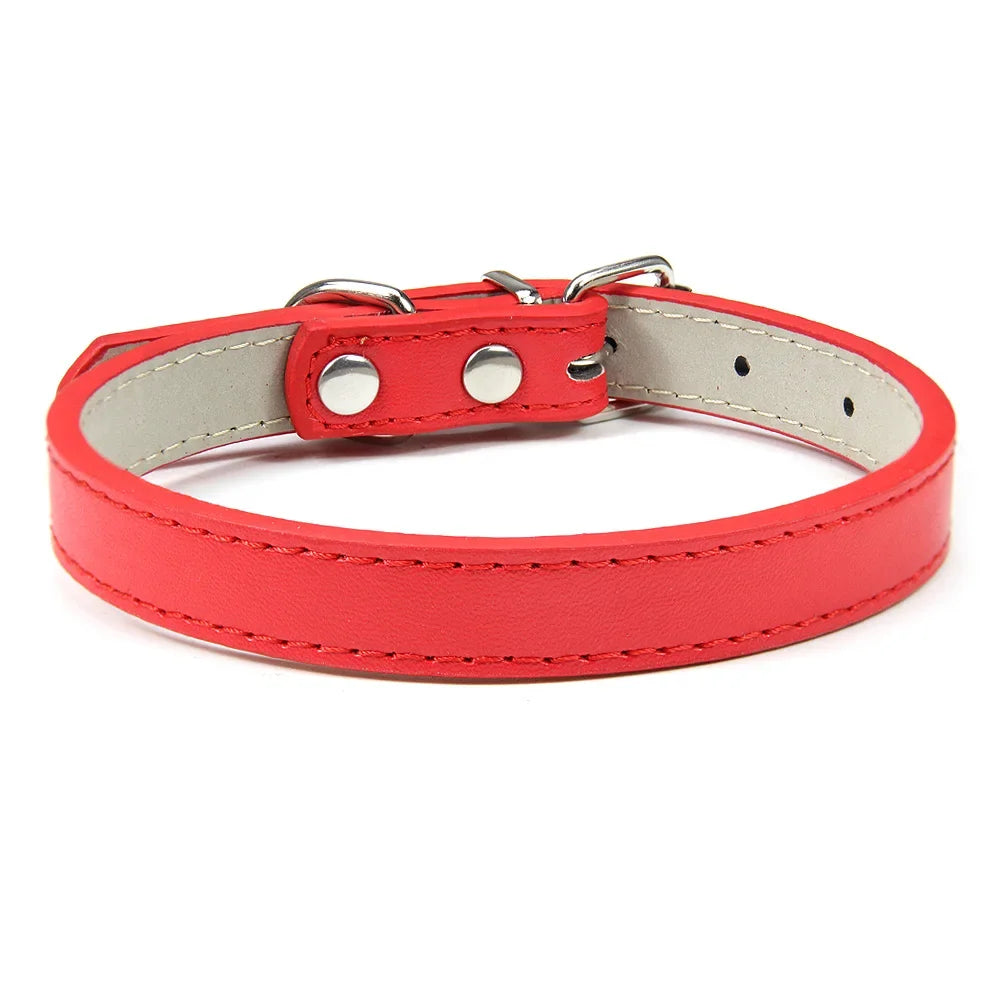 Velvet PU Leather Pet Collar — Padded Quick Release Collar for Dogs & Cats | 16 Colors & 6 Sizes