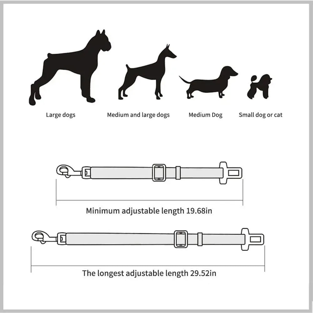 Velvet Adjustable Pet Seat Belt — Nylon Safety Car Belt for Dogs & Cats | Universal Fit | All Sizes