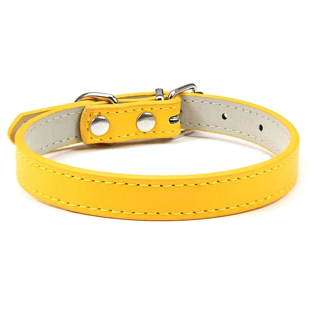Velvet PU Leather Pet Collar — Padded Quick Release Collar for Dogs & Cats | 16 Colors & 6 Sizes