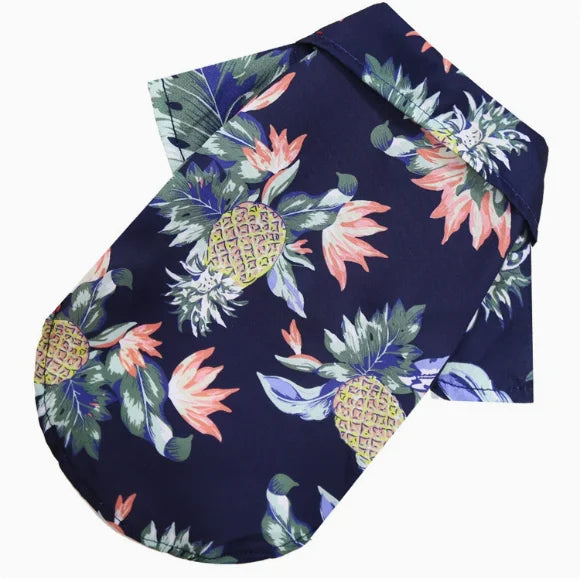 Velvet Hawaiian Pet Shirt — Tropical Pineapple Print Summer Shirt for Dogs & Cats | 6 Sizes & 4 Patterns