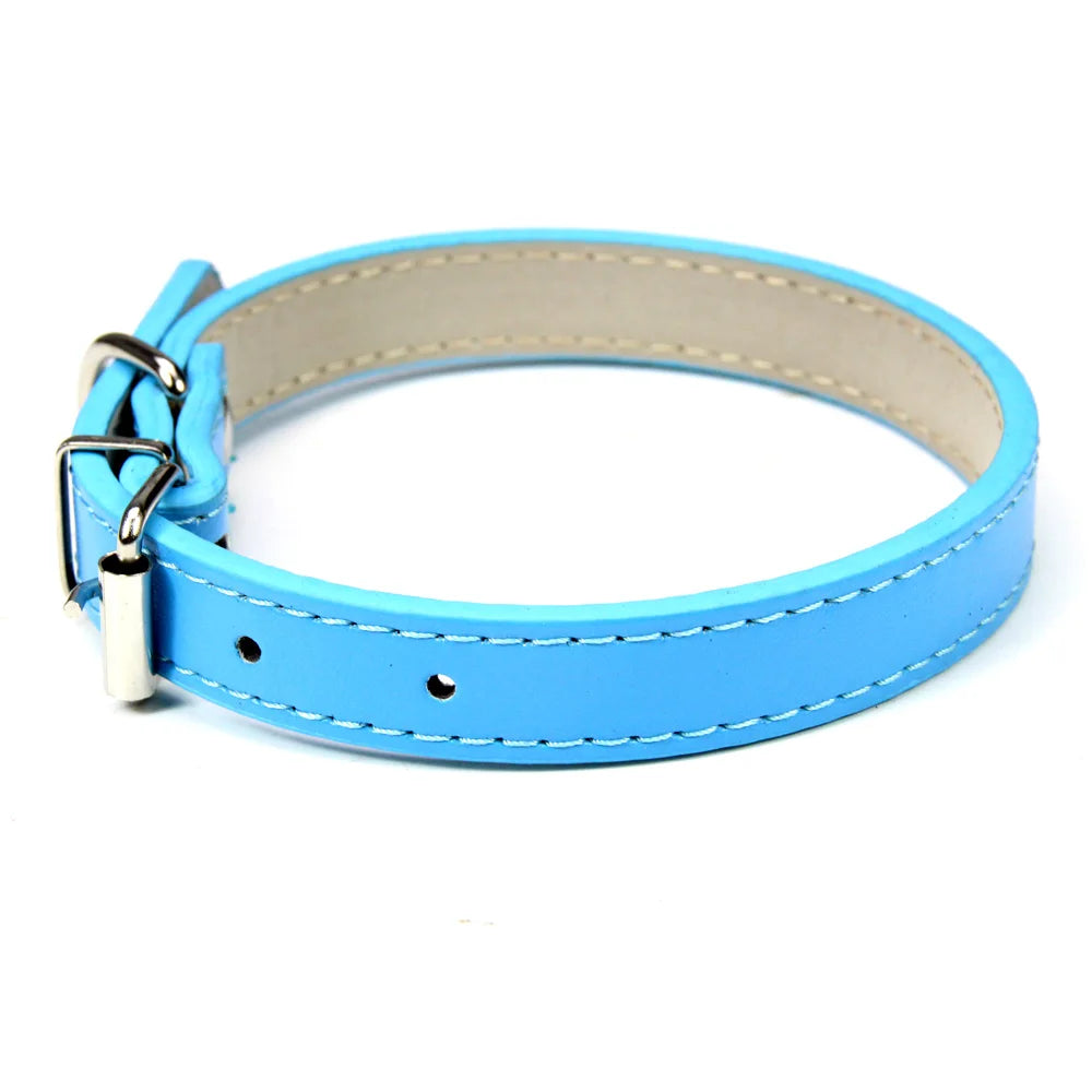 Velvet PU Leather Pet Collar — Padded Quick Release Collar for Dogs & Cats | 16 Colors & 6 Sizes