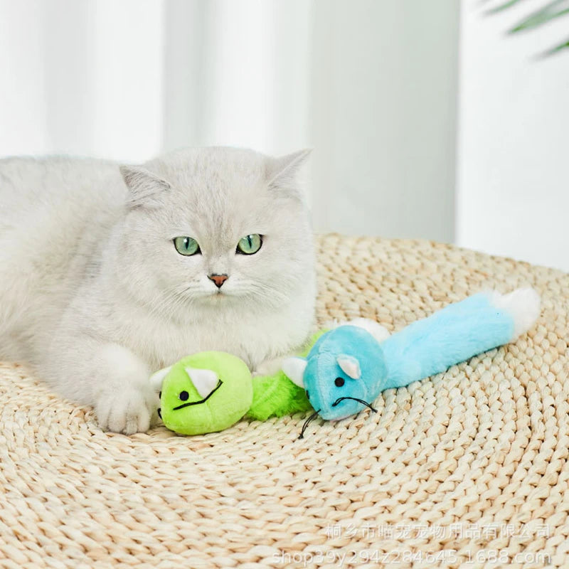 Velvet Mice Cat Toy Interactive Plush Mouse with Sisal Tail for Indoor Cats | 4 Colors
