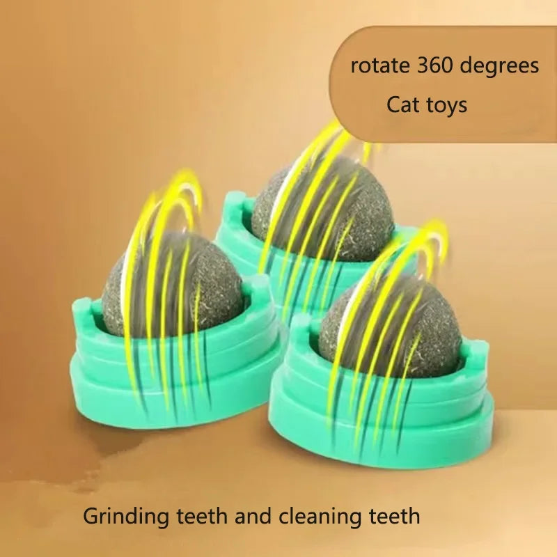 Velvet Catnip Wall Ball  Natural Stick-On Cat Toy for Stress Relief & Dental Health