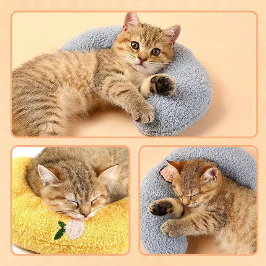 Velvet Pet Neck Pillow — Soft Plush Support Pillow & Toy for Cats & Small Dogs
