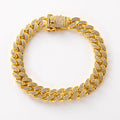 Velvet Cuban Chain Dog Collar — Gold Diamond Inlay Stainless Steel Luxury Collar | All Sizes