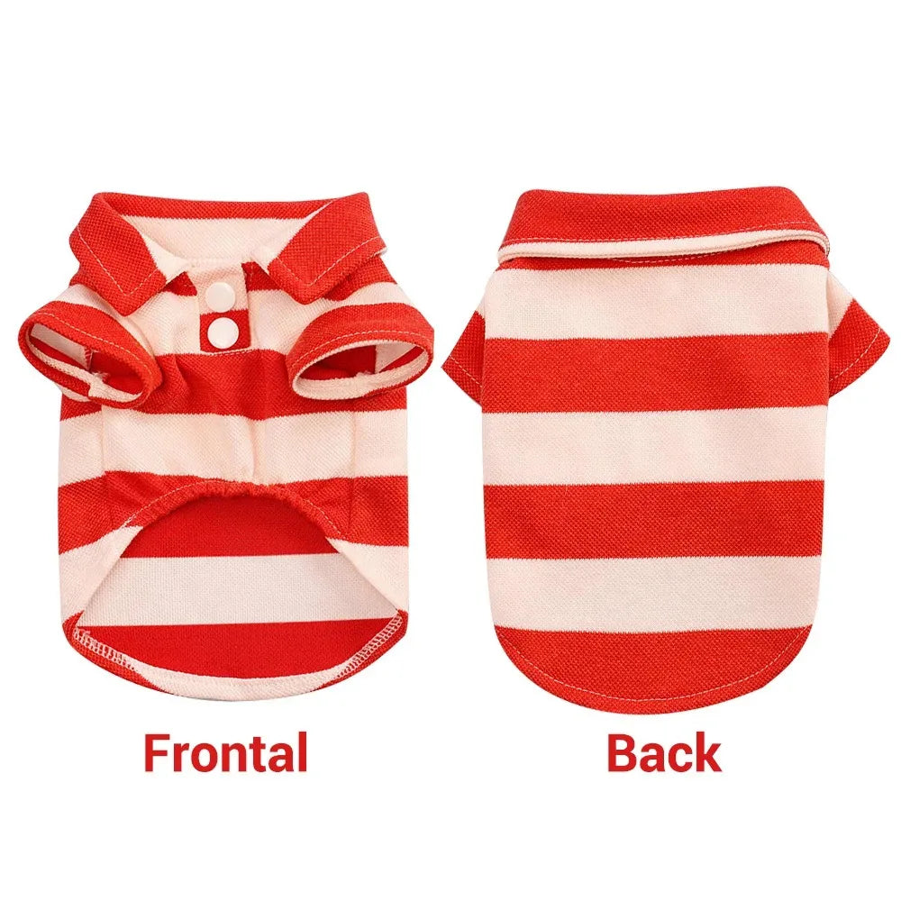 Velvet Stripe Pet T-Shirt — Casual Cotton Sport Shirt for Dogs & Cats | Small to Large Breeds