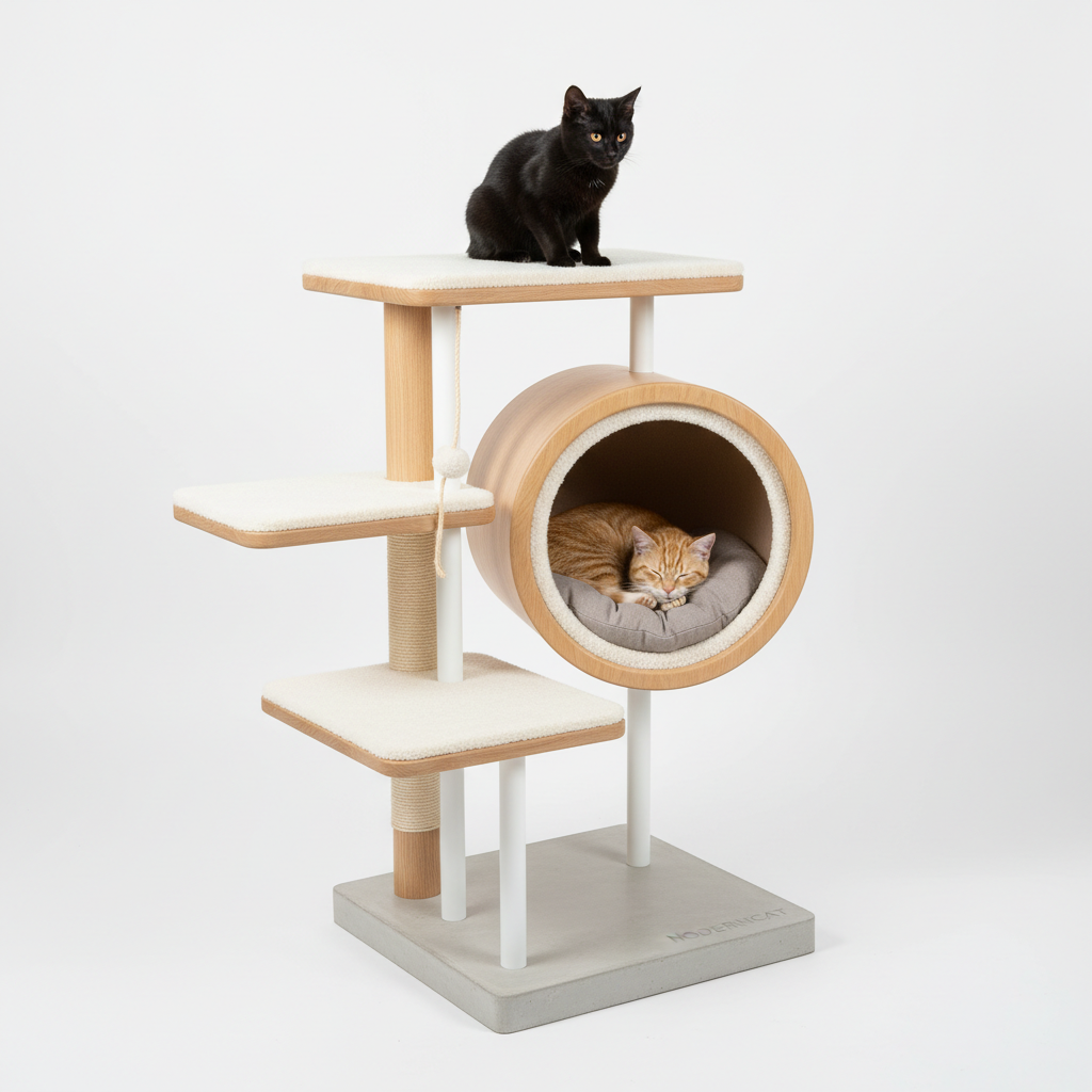 Velvet Modern Cat Tree